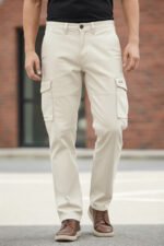 Premium Off White Cargo Pants Likely a Durable Cotton-Ctretch Twill