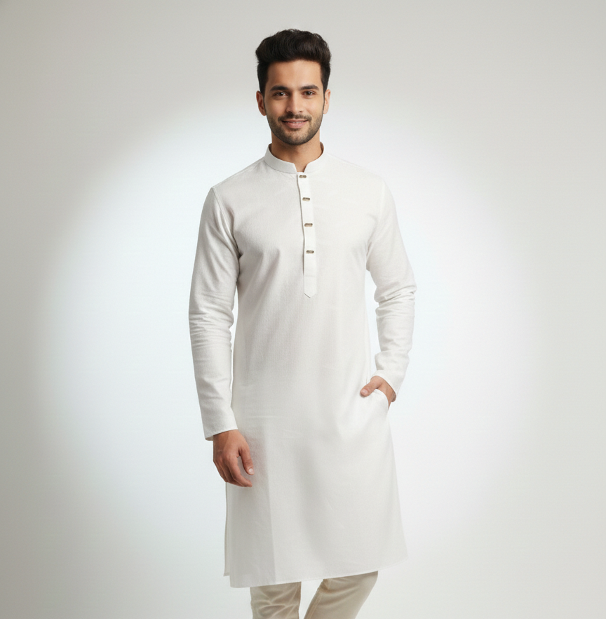 Premium white Men’s Punjabi Premium white Men's Punjabi - Image 1