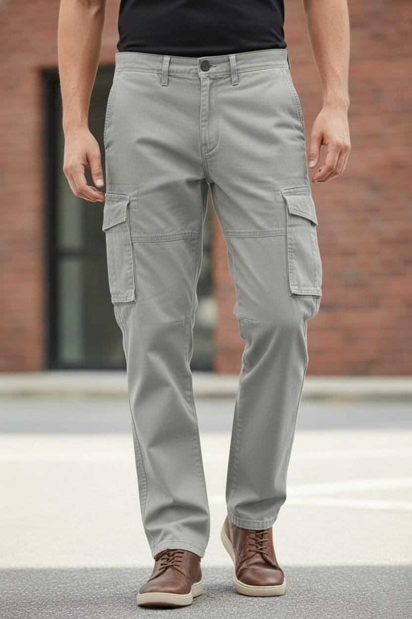 light Ash Premium Light Grey Cargo Pants Likely a Durable Cotton - Image 1